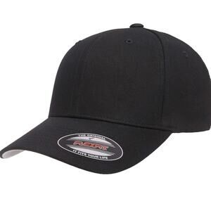Flexfit Adult Cotton Twill Fitted Cap Hat in Black, Size L/XL